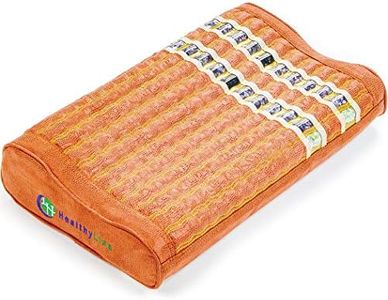 HealthyLine Gemstone Therapy Pillow for Neck Pain Relief and Better Sleep - Firm Mat Filled with Amethyst, Tourmaline and Obsidian Crystals - Negative Ions