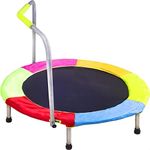 HLC 37 Inch Toddler Kids Trampoline with Handle Indoor Outdoor Mini Trampoline for Toddler Kids Fitness Trampoline Colorful Max Weight 100kg