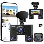 2K 4 Channel Dash Cam Front and Rear Inside, 360° View Car Camera 2K FHD, Dash Camera for Cars Built-in Wi-Fi, Dashcam with 64GB Card, Voice Control, WDR Night Vision, 24H Parking Mode V7