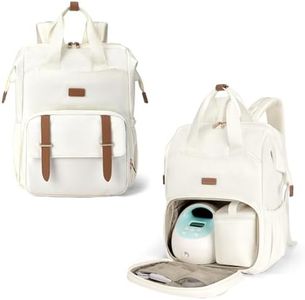 mommore Diaper Bag Backpack, Breast Pump Backpack for Spectra S1,S2 Medela Pumping Backpack for Working Moms with 15.6 inch Laptop Sleeve, Off White