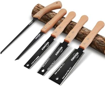 Konvixon 5PCS Hand Saw for Wood Cutting, Japanese Pull Saws, Flush Cut Saw, Drywall Saw & Pruning Saw, SK5 Steel Blades, Hardened Teeth, Teflon Coating, Beech Wood Handles for Woodworking DIY Garden