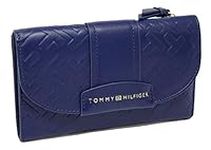 Tommy Hilfiger Women's Navy Blue Logo Debossed Checkbook Wallet Clutch, Navy Blue, One Size, Trifold