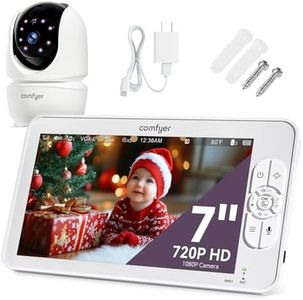Comfyer 7" HD Baby Monitor with Camera and Audio, 120 Hrs 6000mAh Battery Runs 5 Days in VOX Mode, Auto Night Vision, Hack Proof, Remote PTZ