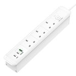 Recessed Power Strip with USB C PD 65W, BQO Desk Power Strip with 3 Outlets and 3 USB,Desk Extension Lead with Overload Switch,Hidden in Furniture Desk Table Worktop,1.8m Cable
