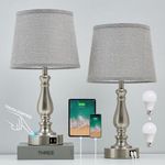 EJIAXIN Nightstand Table Lamps for Bedroom Set of 2, Touch Bedside Lamps with Dual USB Ports, 3 Way Dimmable Bedroom Lamps for End Tables, Modern Night Stand Lamps for Living Room Guest Room