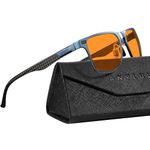 ANYLUV Blue Light Glasses Men, Upgraded Carbon Fiber Temple Gaming Computer Glasses for Men Women Anti Eye Strain Clear Lens, C04-orange Lens(99% Anti Blue)/Blue, Medium