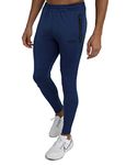 TCA Rapid Tracksuit Bottoms Men Gym Running Joggers for Men Jogging Bottoms with Zip Pockets - Twilight Blue, L