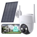 2K Security Camera Wireless Outdoor Solar, BOTSLAB 360° PTZ Camera Surveillance Exterieur, Color Night Vision, AI & PIR Motion Detection, 2-Way Audio, 2.4G WiFi, IP65, Alexa & Google Compatible