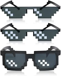 [3 Pack] Thug Life Sunglasses, Men Women Glass 8 Bit Pixel Mosaic Glasses Photo Props Unisex Sunglass Toy - Black