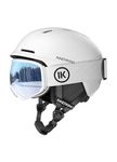 InnerKing Ski/Snowboard Helmet & Goggles Set for Adults—Sturdy PC Shell&Shock-Absorbing EPS Foam,Soft Lining,Adjustable Fit,Snow Helmet and Goggles for Men Women (White, L(59-63cm/23.2''-24.8''))