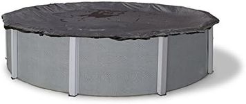 Blue Wave Rugged Mesh 28-ft 8-Year Above Ground Pool Cover for Winter – Fine Mesh Debris Barrier – 4-Ft Overlap, Reinforced Grommets, Vinyl-Coated Cable, Metal Winch – Black Finish - BWC610