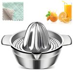 Citrus Juicer, Manual Juicer Made of Stainless Steel, Lemon Juicer with Container 400 ml, Household Small Lemon Squeezer, Citrus Squeezer, Graperuit Press, Orange Press, Strong Robust & Dishwasher