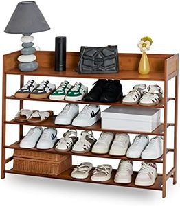 SOBIBO Bamboo Shoe Rack Organizer, 5 Tier Shoe shelf Storage Organizer, For Entryway, Hallway, and Closet (Brown-39)