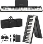 GarveeLife Folding Piano Keyboard,Full Size 88 Key Semi Weighted Keyboards Electric Piano,Portable Keyboard Digital Piano with Sustain Pedal,Headphones, Handbag, Bluetooth, USB MIDI for Beginner,Kids