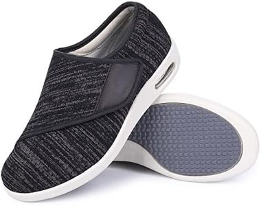 Elitechoice Diabetic Shoes for Women, Women's Wide Width Elderly Shoes, Adjustable Closure Lightweight Breathable, Swollen Feet Walking Edema Sneakers, Black Grey Womens Diabetic Shoes, 6 Wide