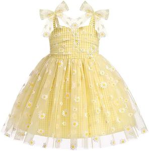 Tulle Tutu Toddler Dress: Daisy Dress Baby Girl First Birthday Outfit Ruffle Sleeveless Pastel Cake Smash Clothes for Photo Shoot Cosplay Dance Evening Twins Costume Yellow Daisy 18-24Months