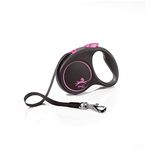 Flexi Black Design Tape Pink Small 5m Retractable Dog Leash/Lead for dogs up to 15kgs/33lbs