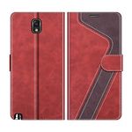 MOBESV Phone Cover For Samsung Galaxy Note 3, Flip Wallet Case for Samsung Galaxy Note 3 Phone Case, Red/Dark Purple