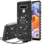 LG Stylo 6 Case,Ring Kickstand Glitter Cute Bling Cover for Girls Women Diamond Sparkly Compatible Case for LG Stylo 6 Phone Cases - Black