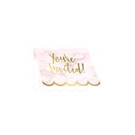 Creative Converting Marble Invitations, 5" x 4", Pink, White and Gold