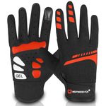 WESTWOOD FOX Cycling Gloves for Men Women, Full Finger, Anti-slip Touchscreen Breathable Mountain Bike Gloves for MTB Riding, BMX, ATV,Road Racing,Bicycle.Climbing and Outdoor Sports (Red, L)