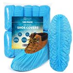 squish Shoe Covers Non Slip, 100 Pack(50 Pairs) Thick Extra Disposable Boot Covers Slip Proof Shoe Cover for Indoors Recyclable Durable Protector Covers Fits Virtually Most Shoes(Blue)