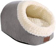 Miss Meow Cat Bed for Indoor Cats,Medium Large Cats Cave Bed,Machine Washable Slip Resistant Bottom,Ultra Soft Plush Cushion (Gray Cave)