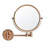 U-S-F BATH ACCESSORIES Stainless Steel USF Shaving Mirror for Bathroom, Bathroom with 5X Magnifying, Wall Mount 360° Swivel Mirror, Vanity Adjustable Frame (Rose Gold Finish, 8 Inches)