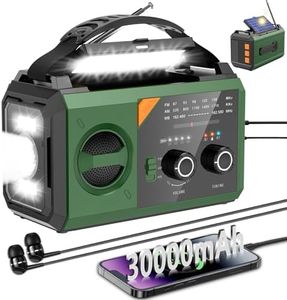 30000mAh Radio d’Urgence à Manivelle avec Alimentée par énergie Solaire, Batterie et USB, Radio Météo AM/FM Portable avec Bluetooth/Prise Casque/Lampe de Lecture/Lampe de Poche/Boussole/SOS