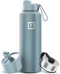 IRON °FLASK Camping & Hiking Hydration Flask with 3 Lids - Stainless Steel, Double Walled & Vacuum Insulated Water Bottle - Leak Proof & BPA Free (Elemental Gray, Spout - 40 oz)