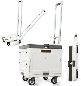 Wellmax WM99800 Series Rolling Crate with Wheels, Foldable Utility Cart with Aluminum Handle, Silent Wheels, 132 lbs Capacity - Ideal for Teachers, Shopping, & Office