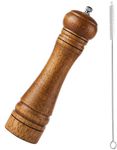 Pepper Grinder Salt Grinder Wooden Pepper Mill Grinder w/Adjustable Coarse, 8 inch Tall Wood Refillable Manual Pepper Grinder Mill Peppermill for Black Peppercorn