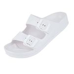 Shenji Womens Double Buckle Adjustable Beach Sandals, White 6 UK, 6 UK