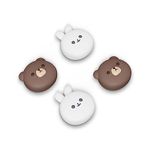 PlayVital Cute Thumb Grip Caps for PS5/4 Controller, Silicone Analog Stick Caps Cover for Xbox Series X/S, Thumbstick Caps for Switch Pro Controller - Chubby Bear & Smiley Bunny