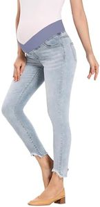Foucome Women's Maternity Jeans Under The Belly Skinny Jeggings Cute Distressed Jeans Comfy Stretch Pants, 063# - Blue, Small