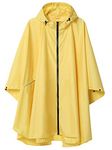 Women Waterproof Rain Poncho with Pockets Yellow