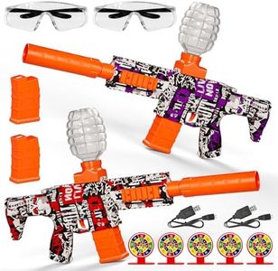 2 Pack Splatter Blaster Electric Toys Skeleton Style Toy(Red & Purple) - Rechargeable Quick-Release Batteries, Goggles, Target for Age 14+