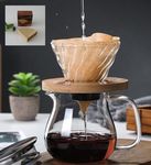 RROAD Pour Over Coffee Maker Manual Coffee Pot Dripper Brewer Glass Dripper Pour Over Set With Coffee Pot Filter Cup Bamboo Tray With 100 Filter Papers (650ML)