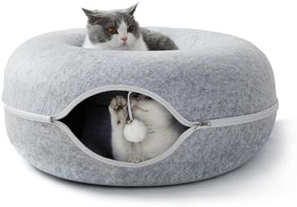 Jia Xi Cat Tunnel and Bed Combo - Donut Cat Condo & Cave, Universal for All Seasons (24 in * 24 in * 11 in), Light Grey