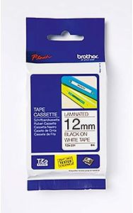 Brother Tze535 12mm Gloss Laminating Tape - White/Blue