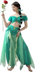 ROYAL SMEELA Costume Principessa Jasmine Per Donna Costume da principessa gelsomino Vestito Principessa Aladdin Vestito Di Principessa Jasmine adulto Costume Halloween Carnevale Cosplay Jasmine