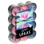 Spaas 24 Scented Tealights Assorted Colours, ± 4.5 Hours, Fairy Waterlily, Grey Blue