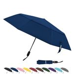 TradMall Travel Umbrella, 42 Inches Double Vented Canopy Windproof Automatic Strong Folding Compact Umbrellas for Rain Women and Men, Navy Blue