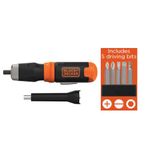 BLACK+DECKER BCF601AA CORDLESS Screwdriver with 4 AA Alkaline Batteries, 5 Fastening Bits & 1 Extender, 220 RPM, 3X Faster Than Manual Driving, Integrated LED Light, Ideal For Fastening Purposes