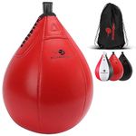 Boxerpoint Speed Bag Boxing Equipment – Durable PU Leather Punching Bag for Adults – Anti-Leak Speed Bags for Boxing & MMA – Hanging Speed Punching Ball for Home and Gym (Red)