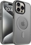 Elzzi Magnetic Cover for iPhone 15 Pro Case [MIL-Grade Drop Tested & Compatible with MagSafe] Translucent Matte TPU + Hard PC Back Cover, Anti-Scratch Shockproof Case (6.1 Inch, Natural Titanium)