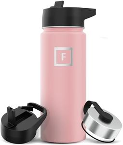 IRON °FLASK Sports Water Bottle - Wide Mouth with 3 Straw Lids - Stainless Steel Gym & Outdoor Bottles for Men, Women & Kids - Double Walled, Insulated Thermos, Metal Canteen - Rose, 18 Oz