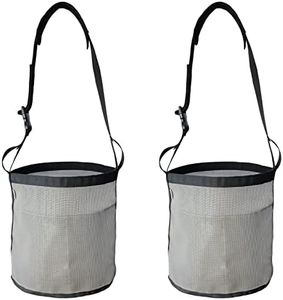 MIYABALA Horse Feed Bag, Nylon Mesh Grain Horse Feed Bucket with Adjustable Strap Comfortable Neck Pad Nose Pad and Waterproof Bottom (Grey 2P)