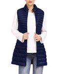 ELFJOY Women's Ultra Light Long Down Vest, Navy, S