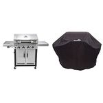 Char-Broil 140895 Advantage Series 445S - 4 Burner Gas Barbecue Grill with TRU-Infrared Technology, Stainless Steel Finish & 140 766 - Universal 3-4 Burner Gas Barbecue Grill Cover, Black.